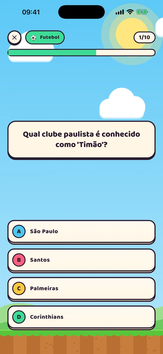 Pergunta com barra de tempo e quatro alternativas
